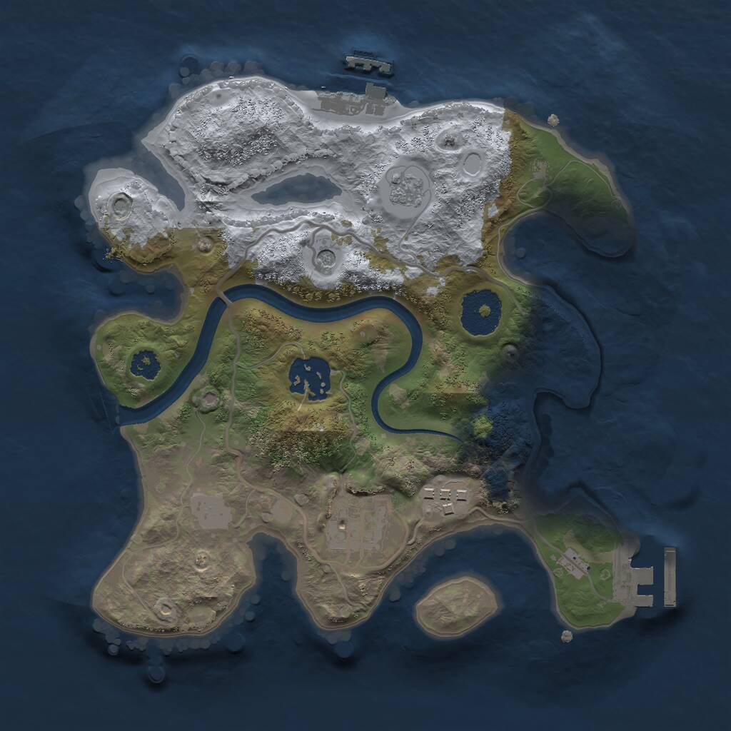 Rust Map: Procedural Map, Size: 2500, Seed: 625737149, 8 Monuments