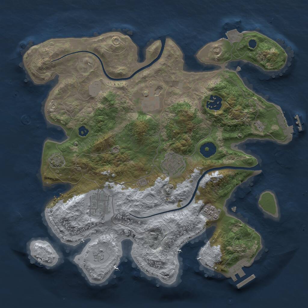 Rust Map: Procedural Map, Size: 3000, Seed: 1103501666, 10 Monuments