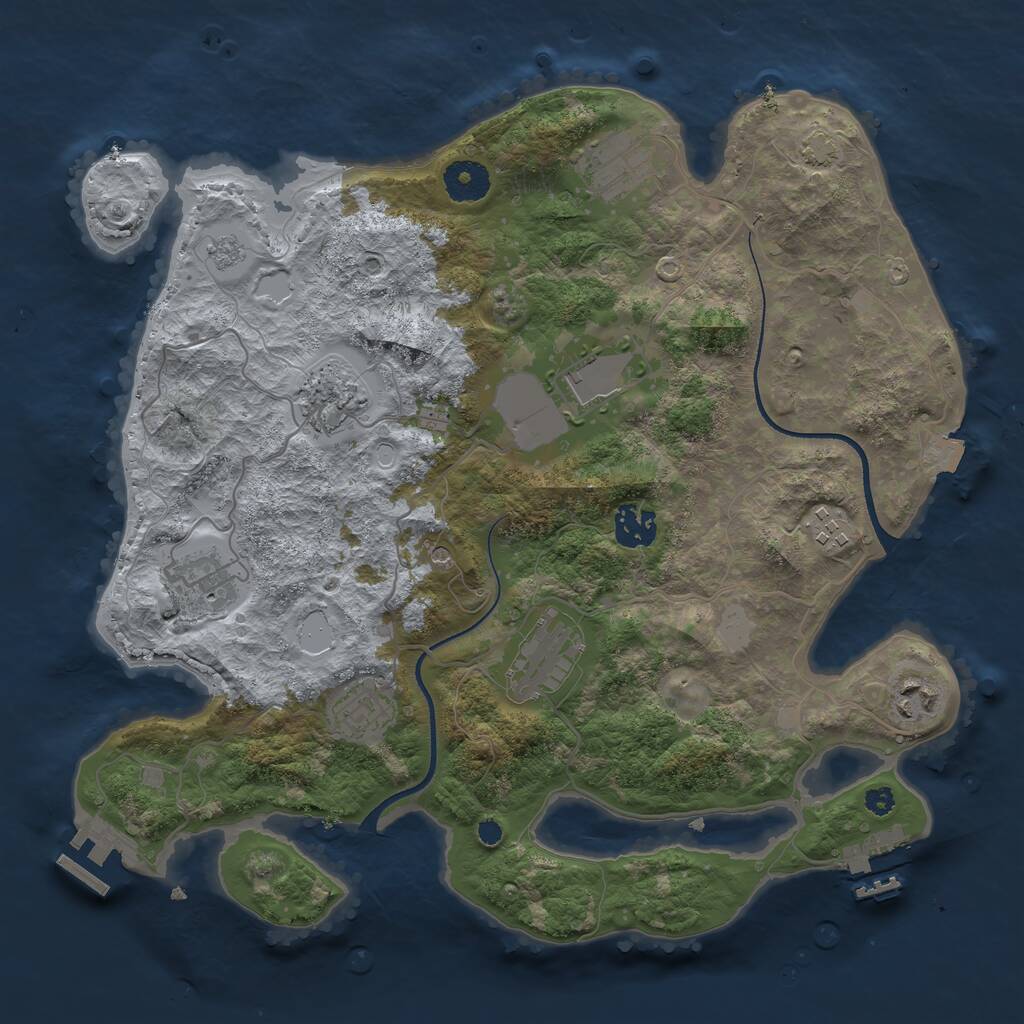 Rust Map: Procedural Map, Size: 3500, Seed: 1274663577, 15 Monuments