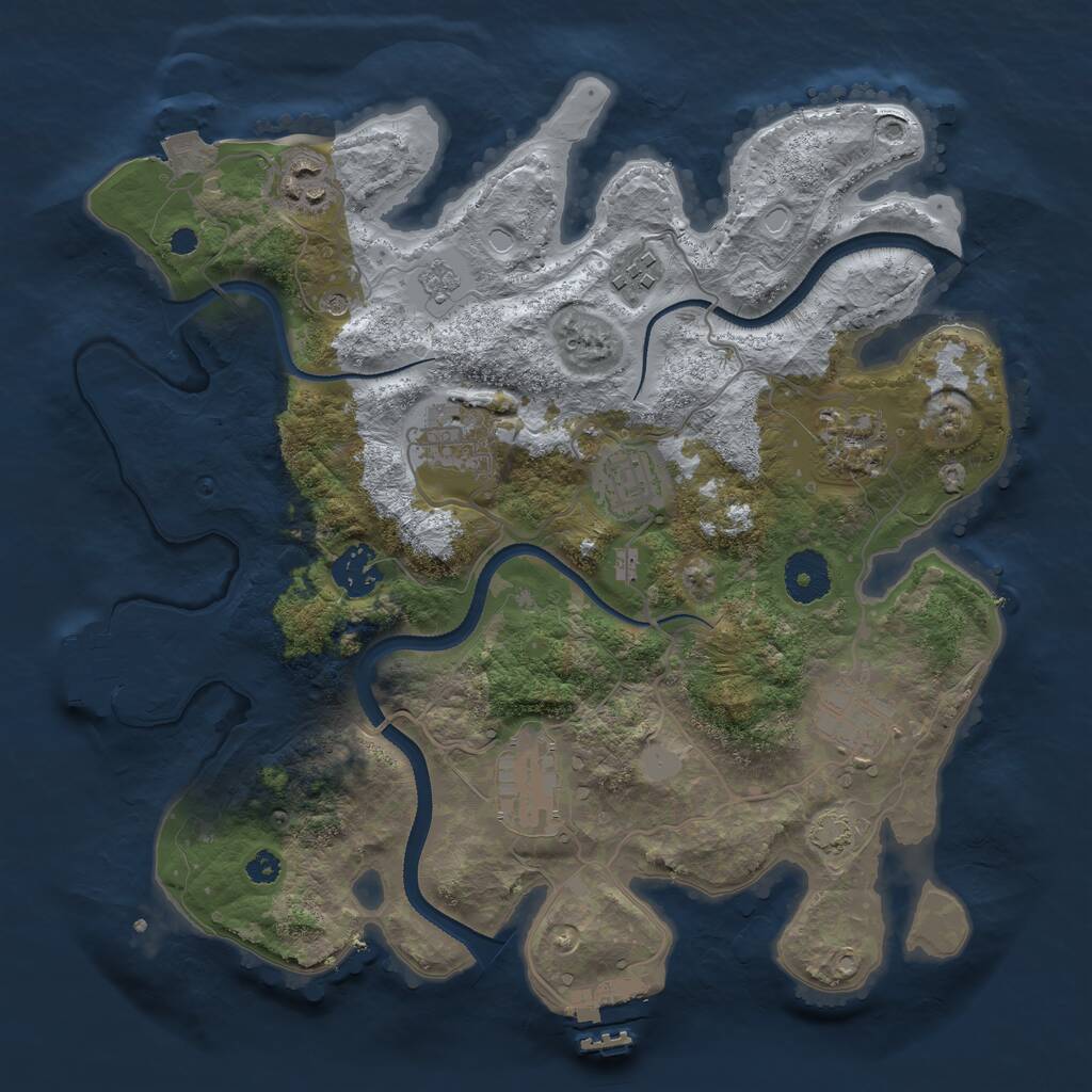Rust Map: Procedural Map, Size: 3300, Seed: 314654782, 14 Monuments
