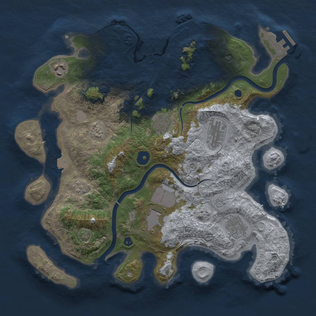 Rust Map: Procedural Map, Size: 3500, Seed: 6785586, 12 Monuments