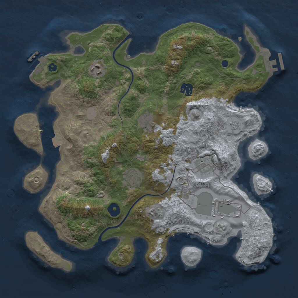 Rust Map: Procedural Map, Size: 3500, Seed: 6785586, 11 Monuments