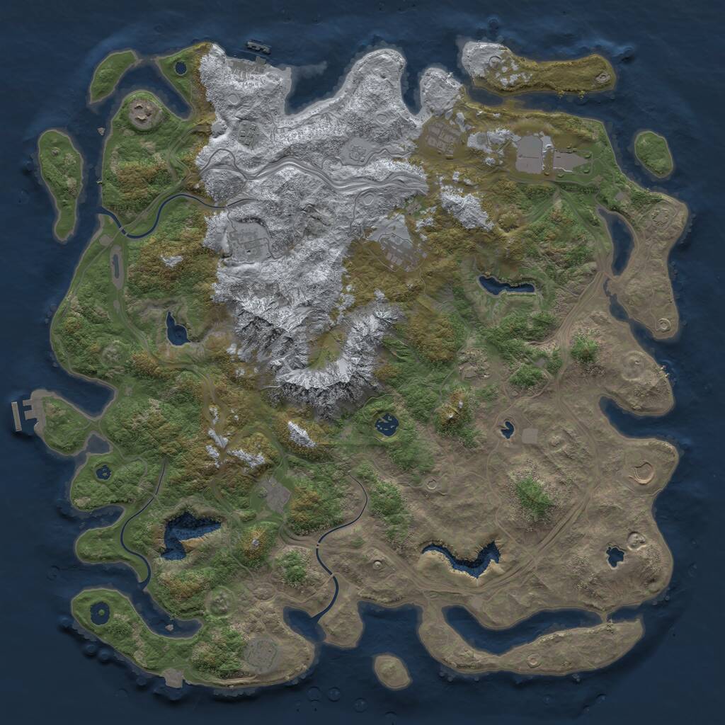 Rust Map: Procedural Map, Size: 5000, Seed: 1917836652, 17 Monuments