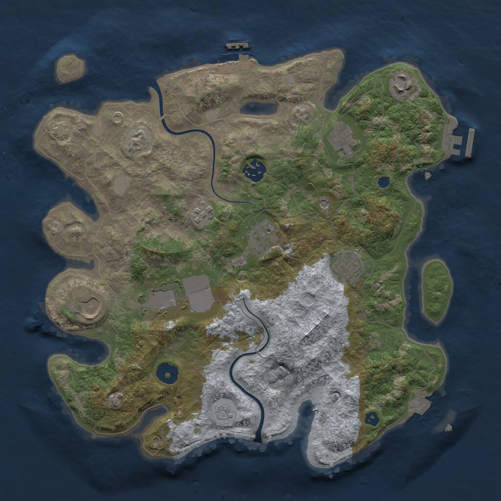 Rust Map: Procedural Map, Size: 3500, Seed: 1520501168, 14 Monuments