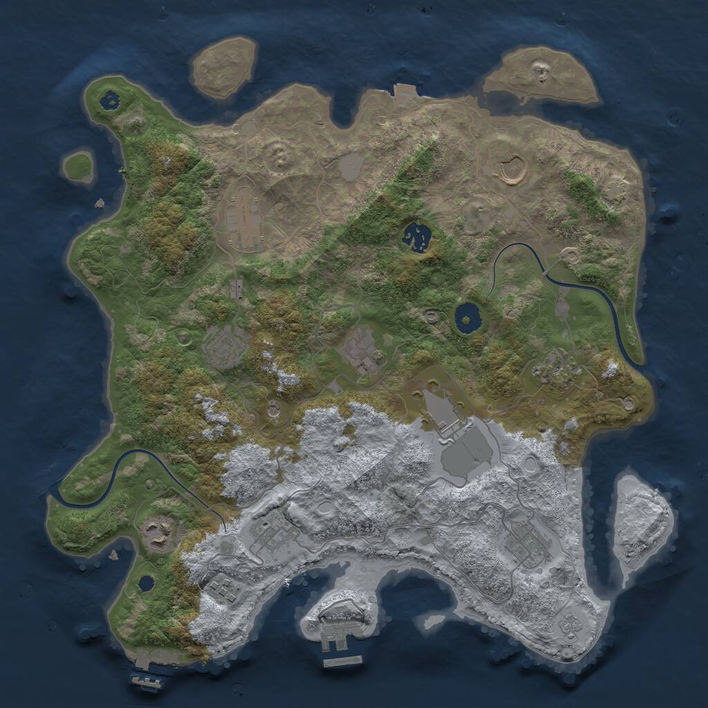 Rust Map: Procedural Map, Size: 3700, Seed: 1415452511, 17 Monuments