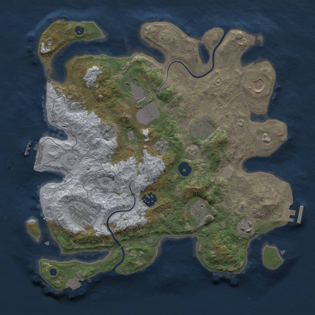 Rust Map: Procedural Map, Size: 3500, Seed: 1076413474, 15 Monuments