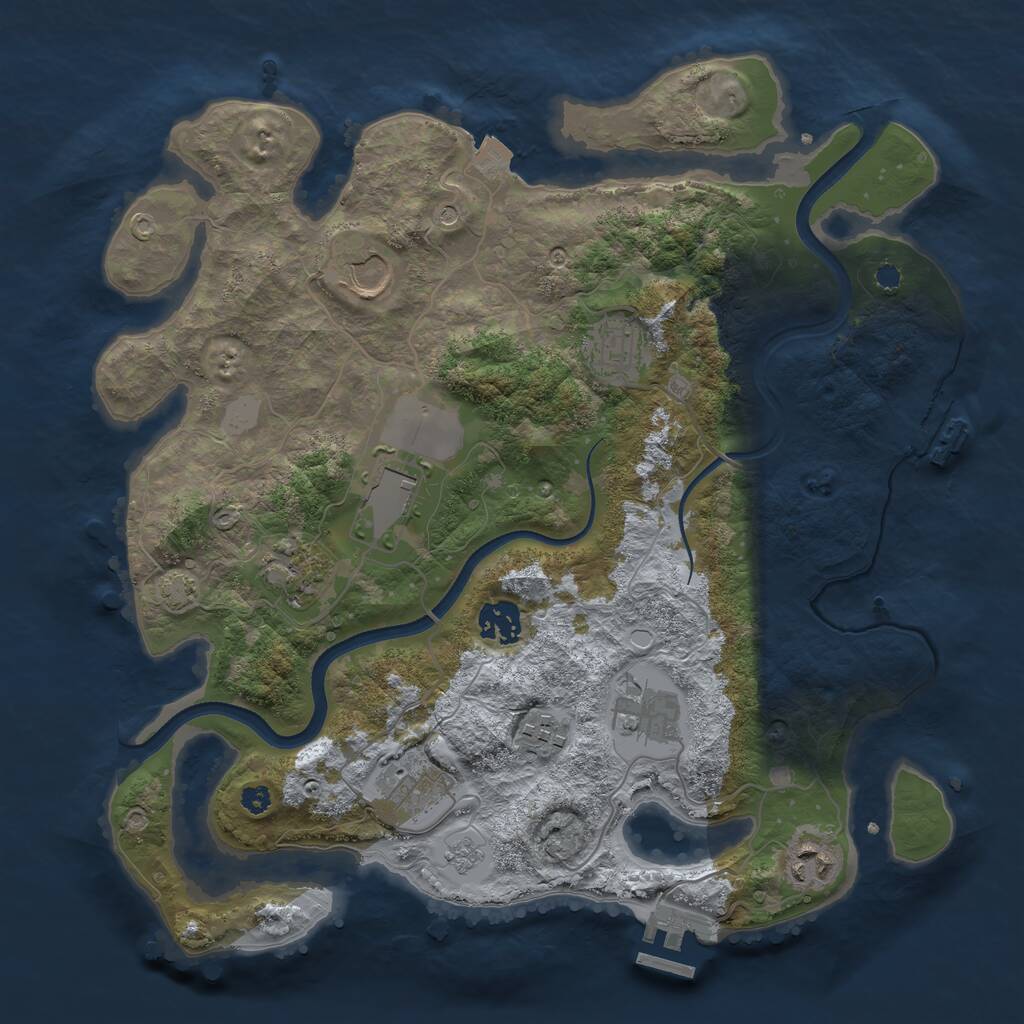 Rust Map: Procedural Map, Size: 3500, Seed: 1895033683, 15 Monuments