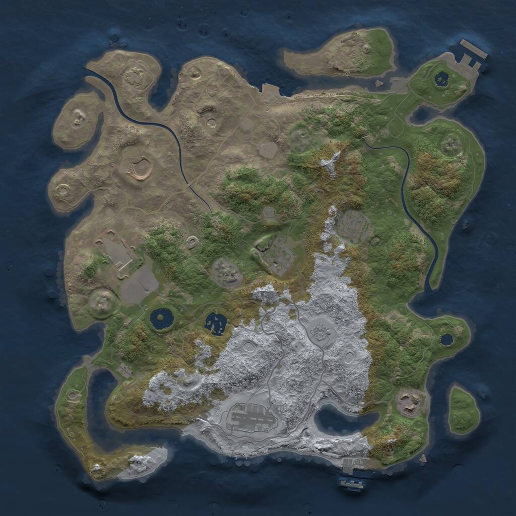 Rust Map: Procedural Map, Size: 3500, Seed: 1895033683, 13 Monuments