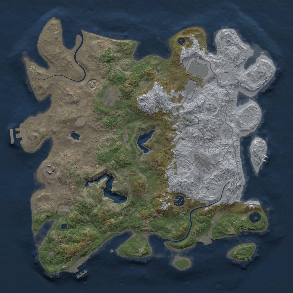 Rust Map: Procedural Map, Size: 4000, Seed: 50013, 11 Monuments