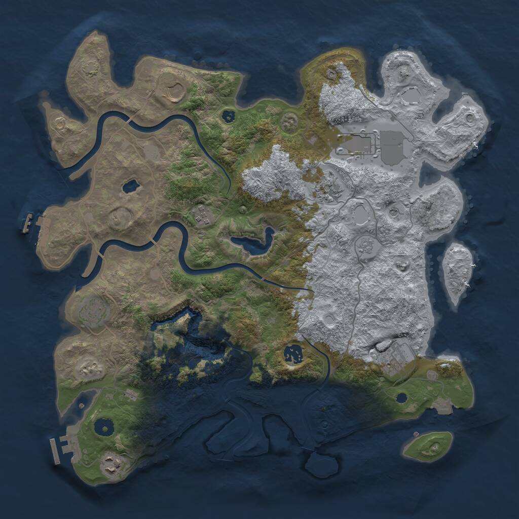 Rust Map: Procedural Map, Size: 4000, Seed: 50013, 14 Monuments