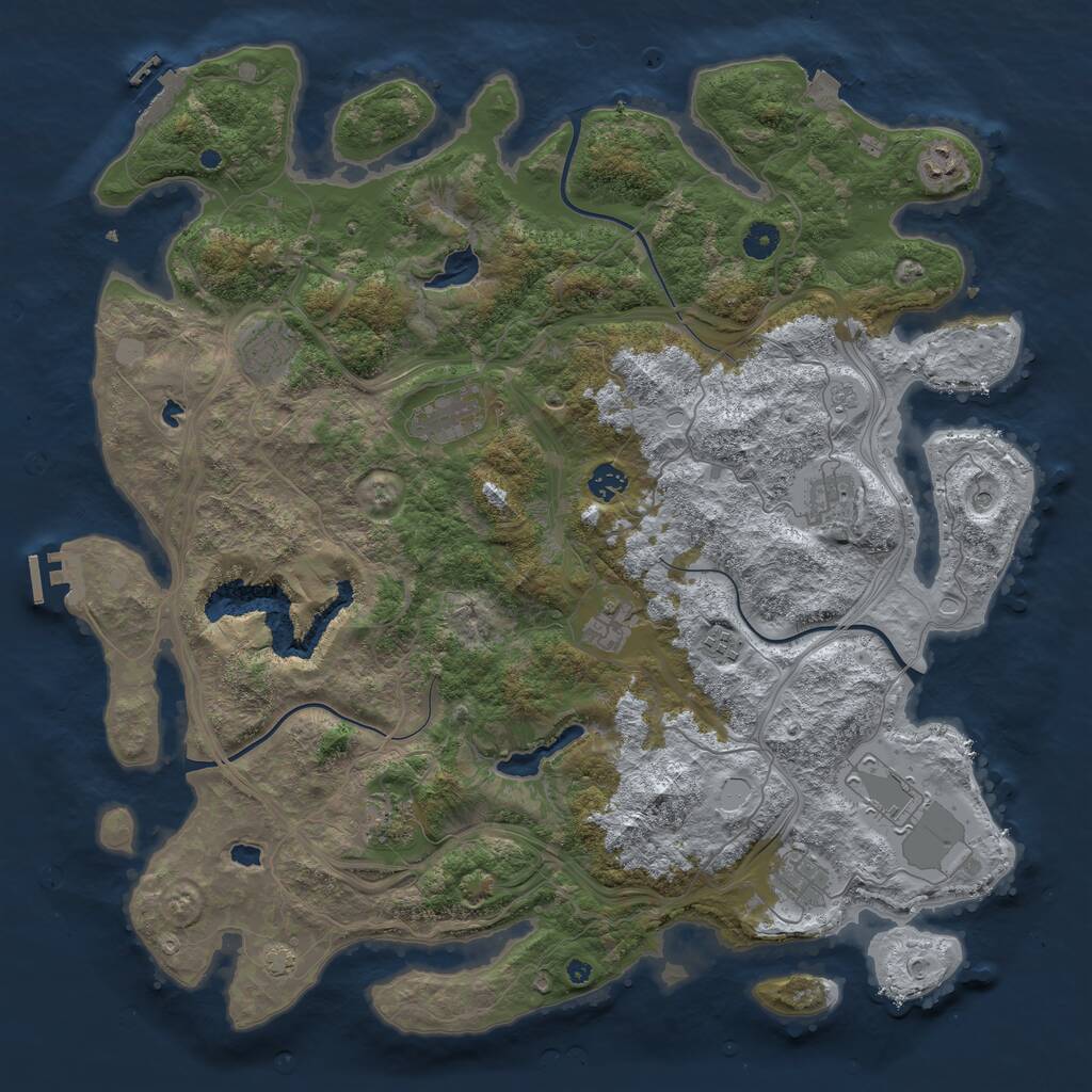 Rust Map: Procedural Map, Size: 4500, Seed: 2050277294, 16 Monuments