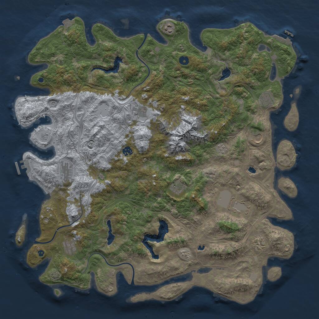 Rust Map: Procedural Map, Size: 5000, Seed: 284707539, 17 Monuments