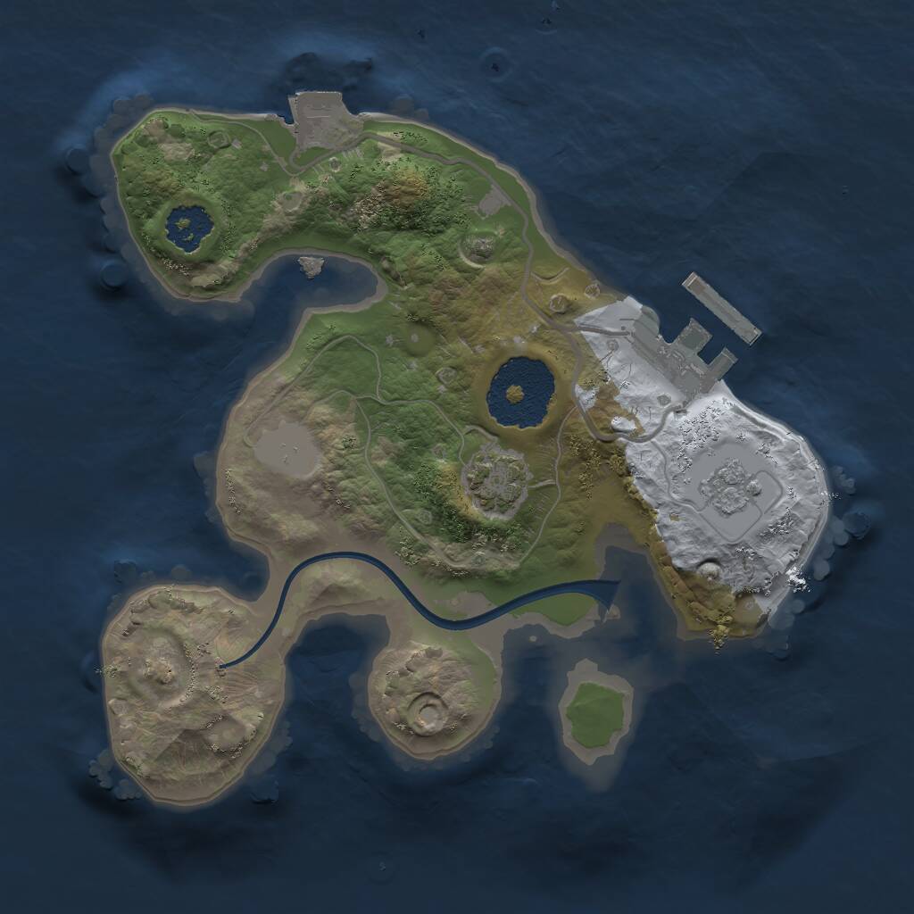 Rust Map: Procedural Map, Size: 2000, Seed: 7596, 4 Monuments