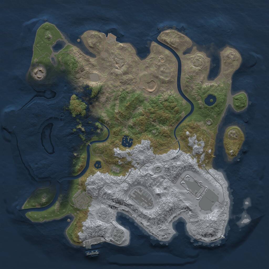 Rust Map: Procedural Map, Size: 3500, Seed: 1000105302, 13 Monuments