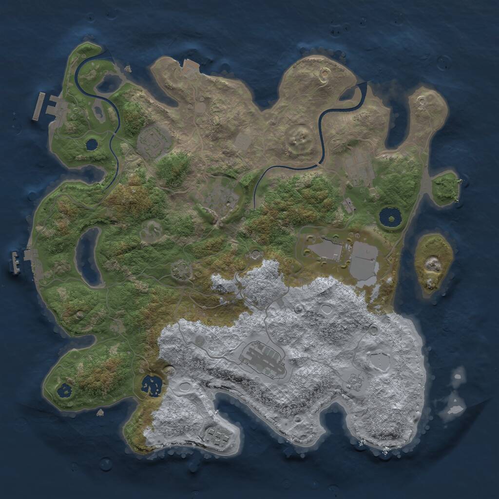 Rust Map: Procedural Map, Size: 3500, Seed: 1000105302, 13 Monuments