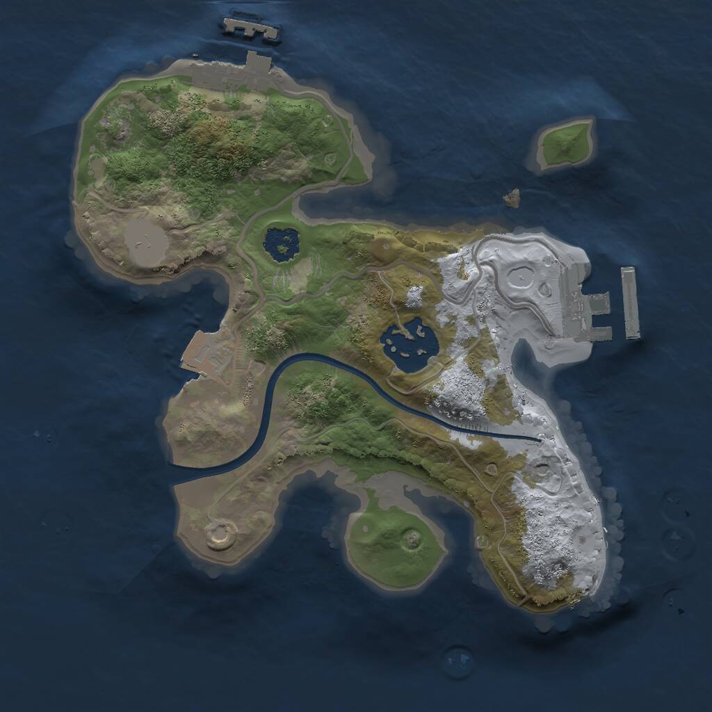 Rust Map: Procedural Map, Size: 2000, Seed: 119387, 4 Monuments