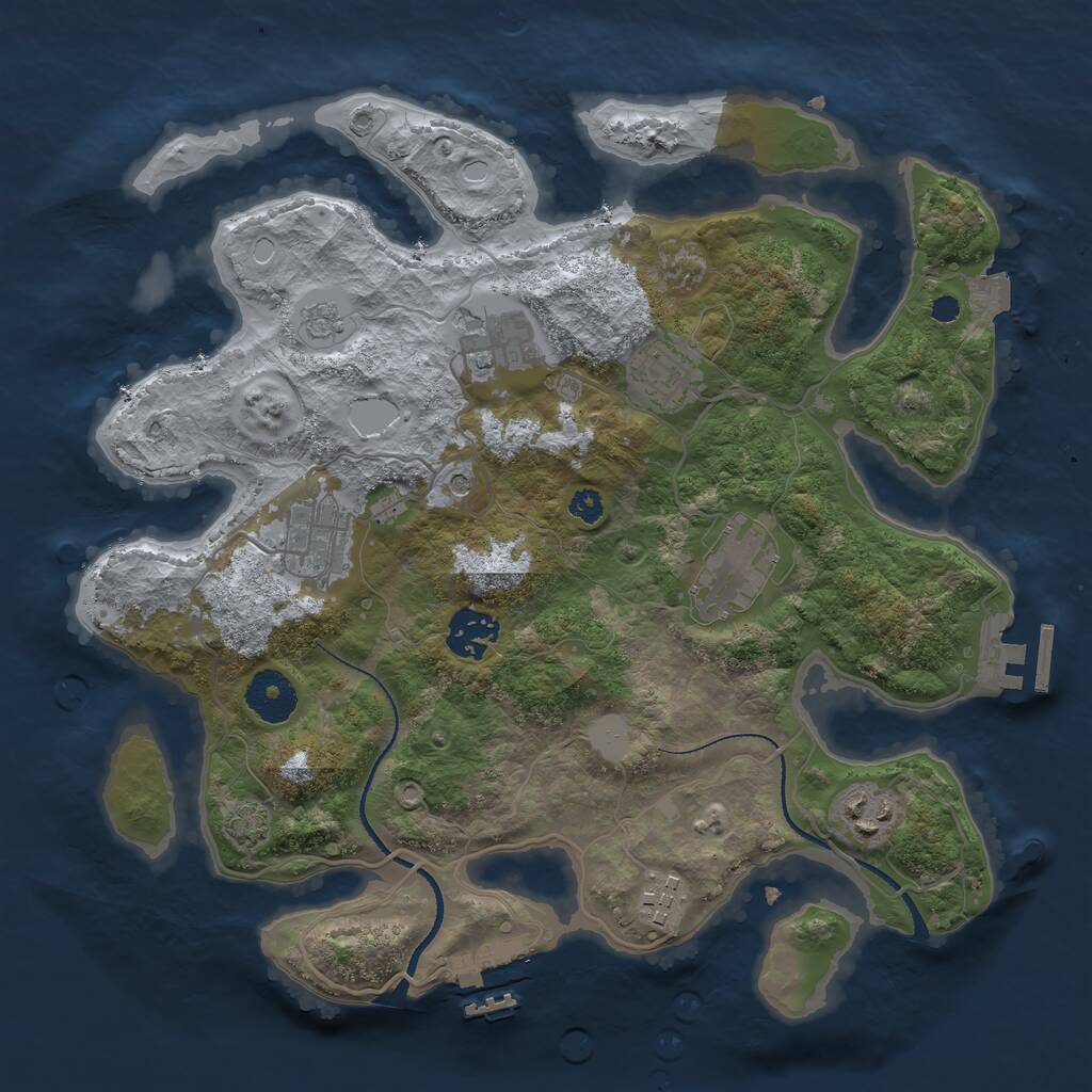 Rust Map: Procedural Map, Size: 3250, Seed: 671381773, 13 Monuments