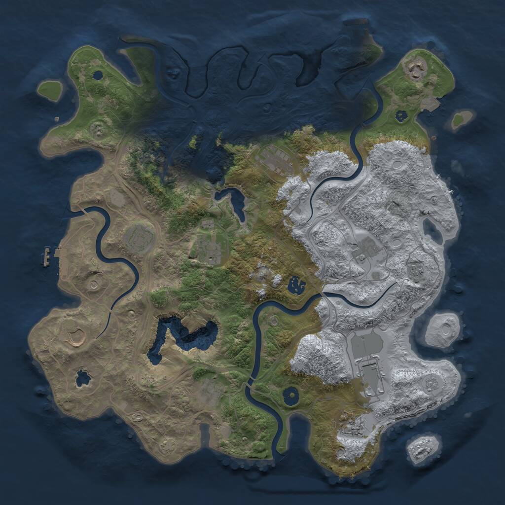 Rust Map: Procedural Map, Size: 4250, Seed: 1222554110, 17 Monuments