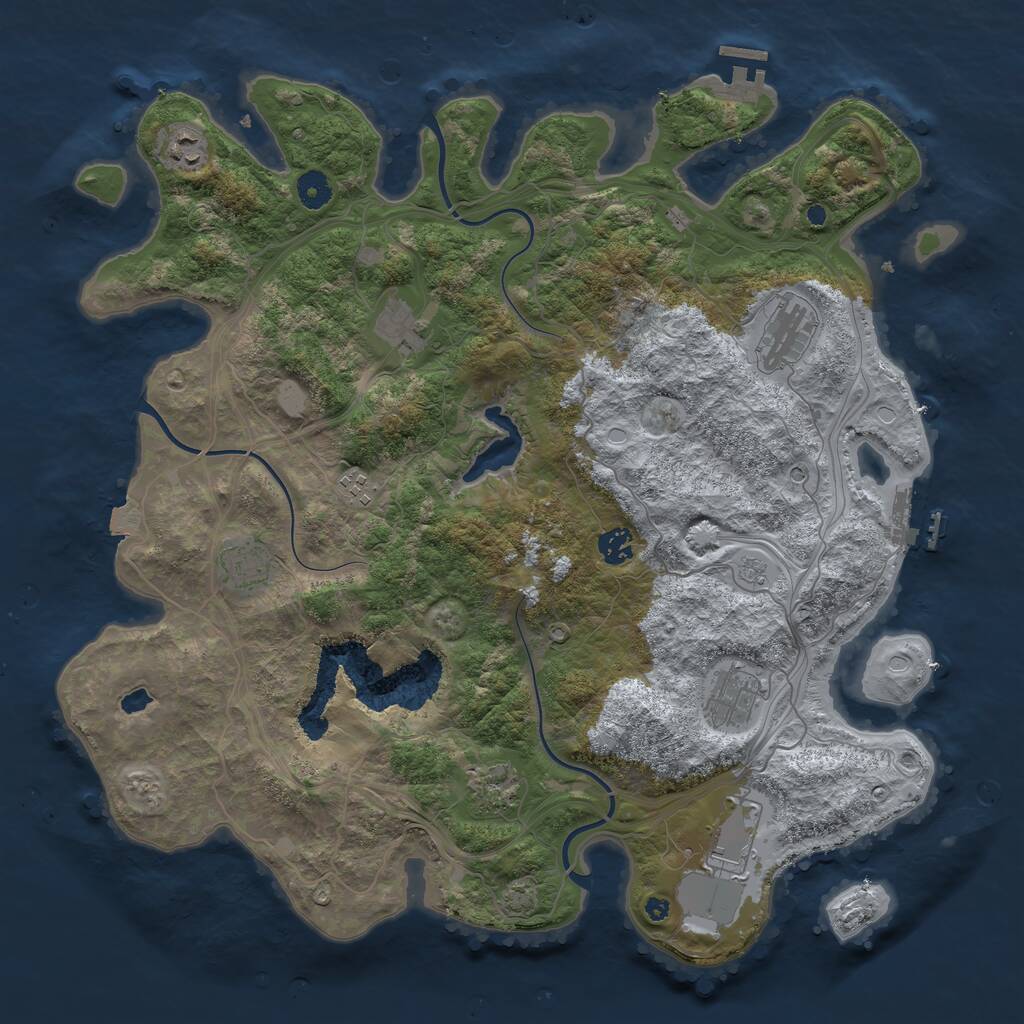 Rust Map: Procedural Map, Size: 4250, Seed: 1222554110, 15 Monuments