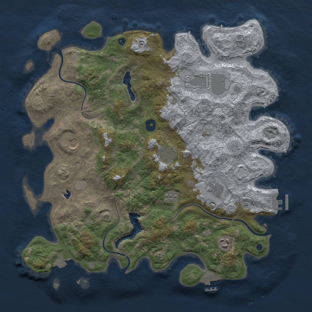 Rust Map: Procedural Map, Size: 4050, Seed: 1209098350, 12 Monuments