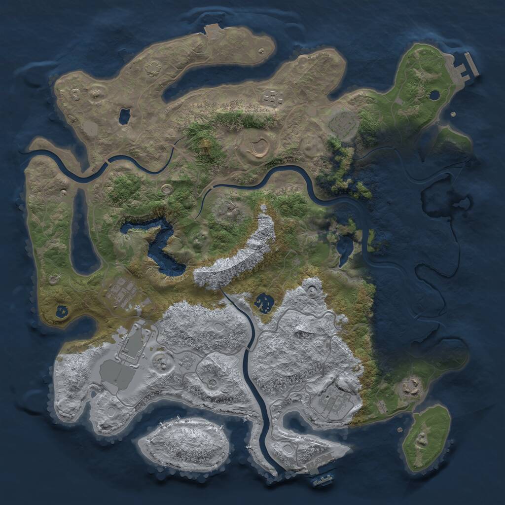 Rust Map: Procedural Map, Size: 4000, Seed: 131654351, 14 Monuments