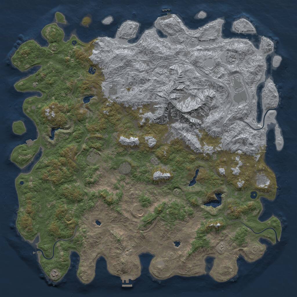 Rust Map: Procedural Map, Size: 6000, Seed: 345632148, 17 Monuments