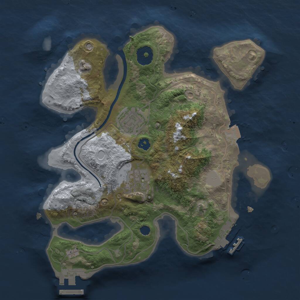 Rust Map: Procedural Map, Size: 2500, Seed: 850512512, 5 Monuments