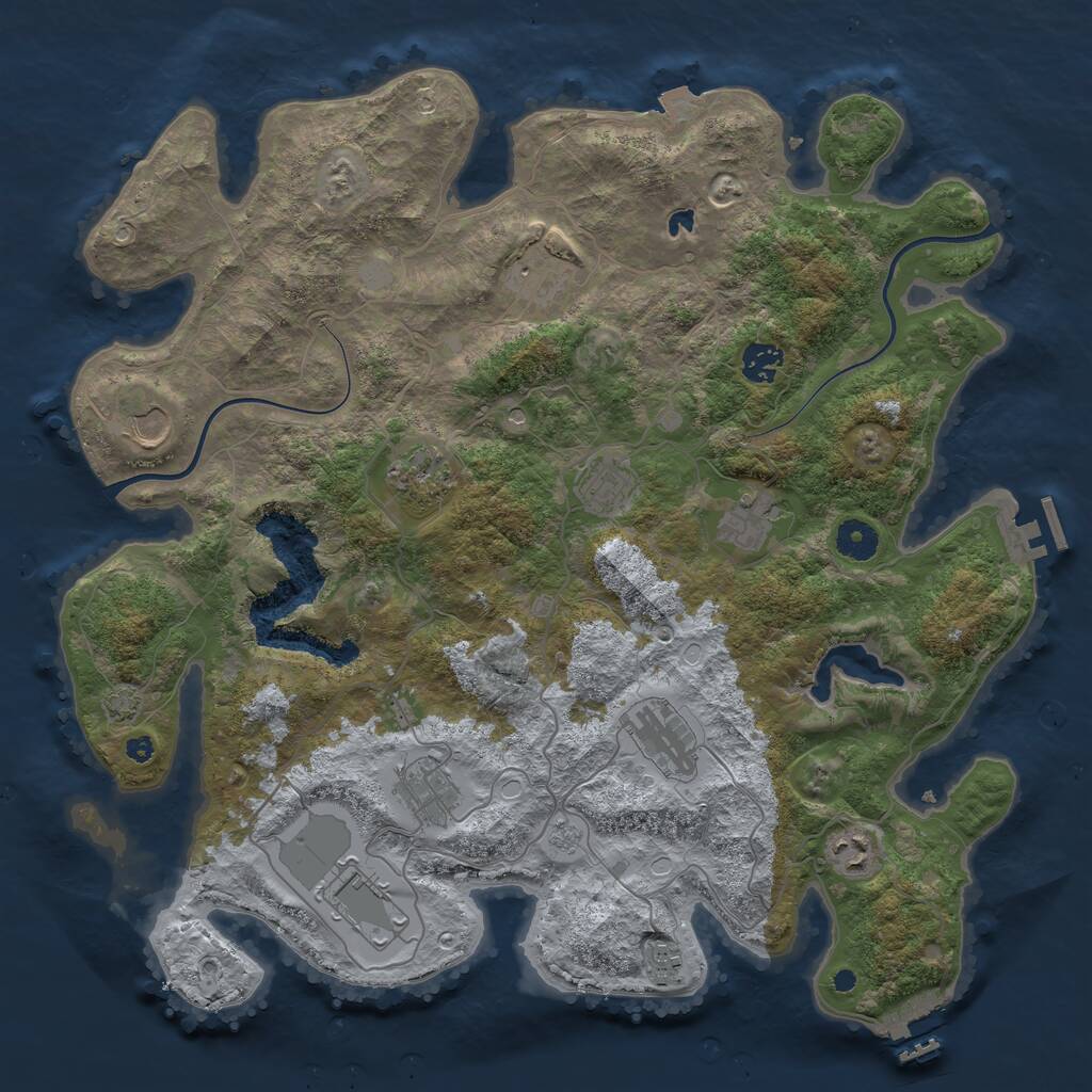 Rust Map: Procedural Map, Size: 4000, Seed: 287347900, 17 Monuments