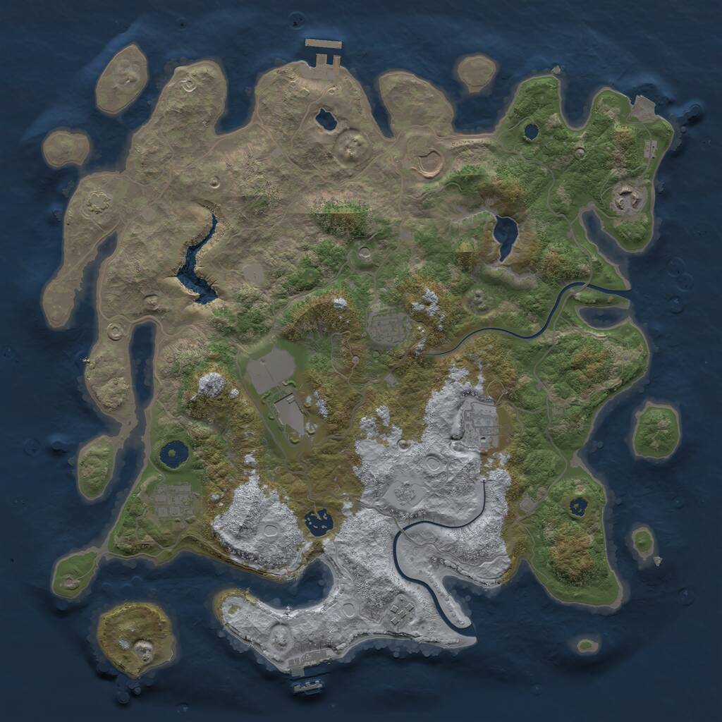 Rust Map: Procedural Map, Size: 4000, Seed: 111393, 14 Monuments