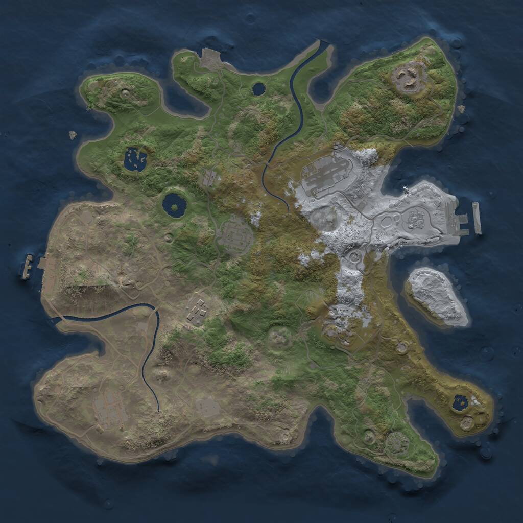 Rust Map: Procedural Map, Size: 3300, Seed: 859721391, 13 Monuments