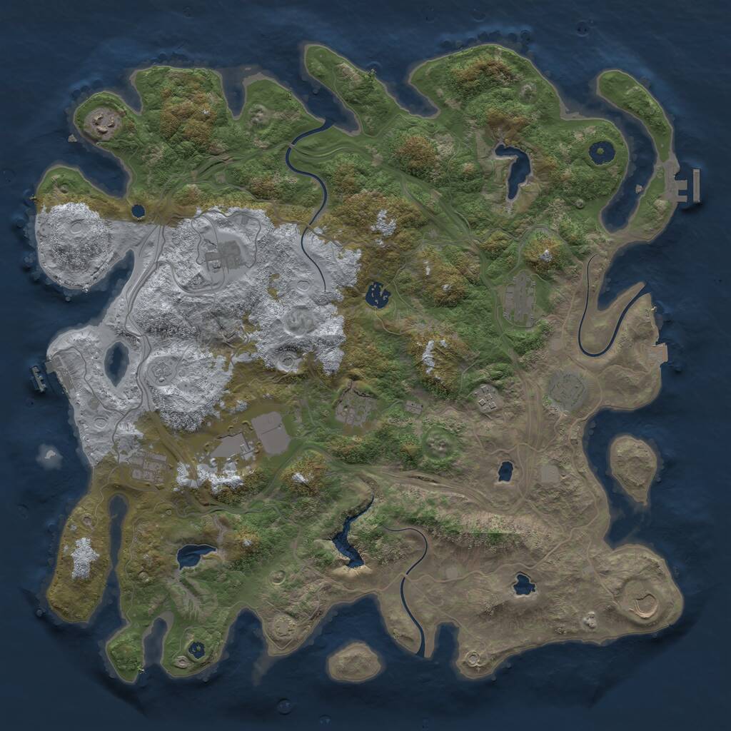 Rust Map: Procedural Map, Size: 4500, Seed: 799214328, 16 Monuments