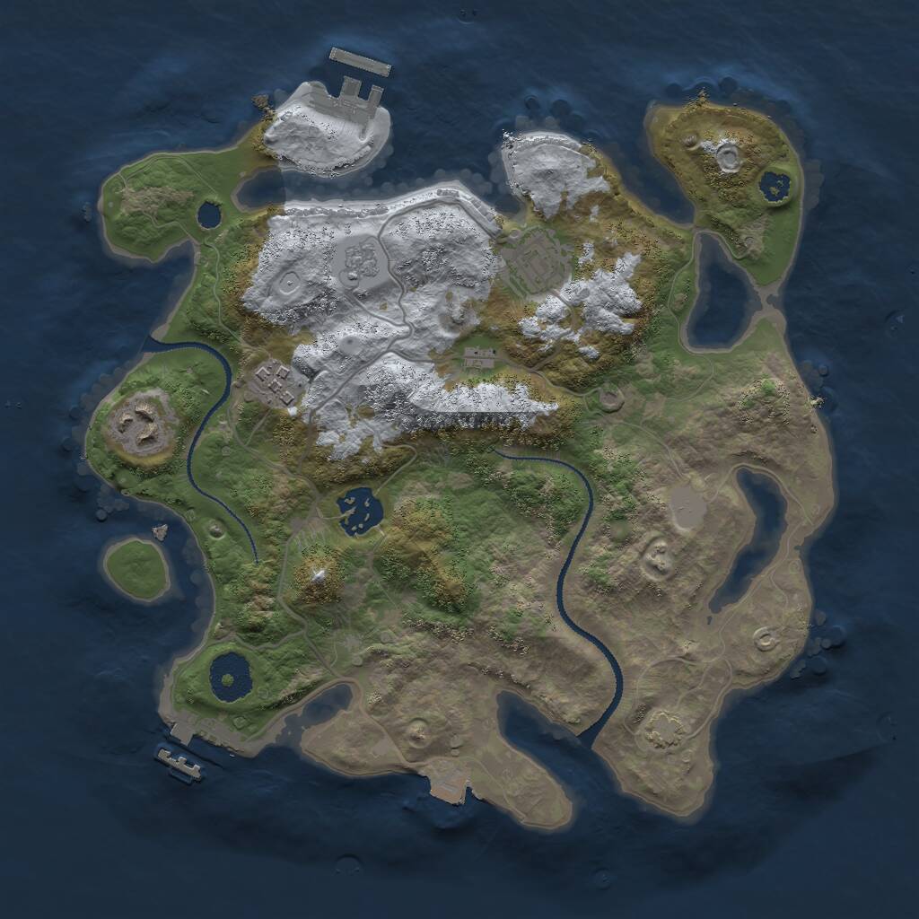 Rust Map: Procedural Map, Size: 3000, Seed: 1788559965, 9 Monuments