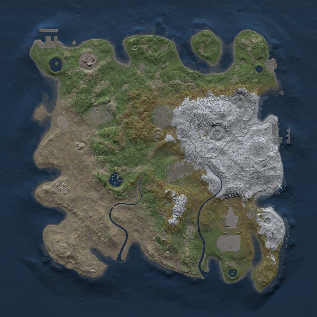 Rust Map: Procedural Map, Size: 3500, Seed: 662558246, 13 Monuments