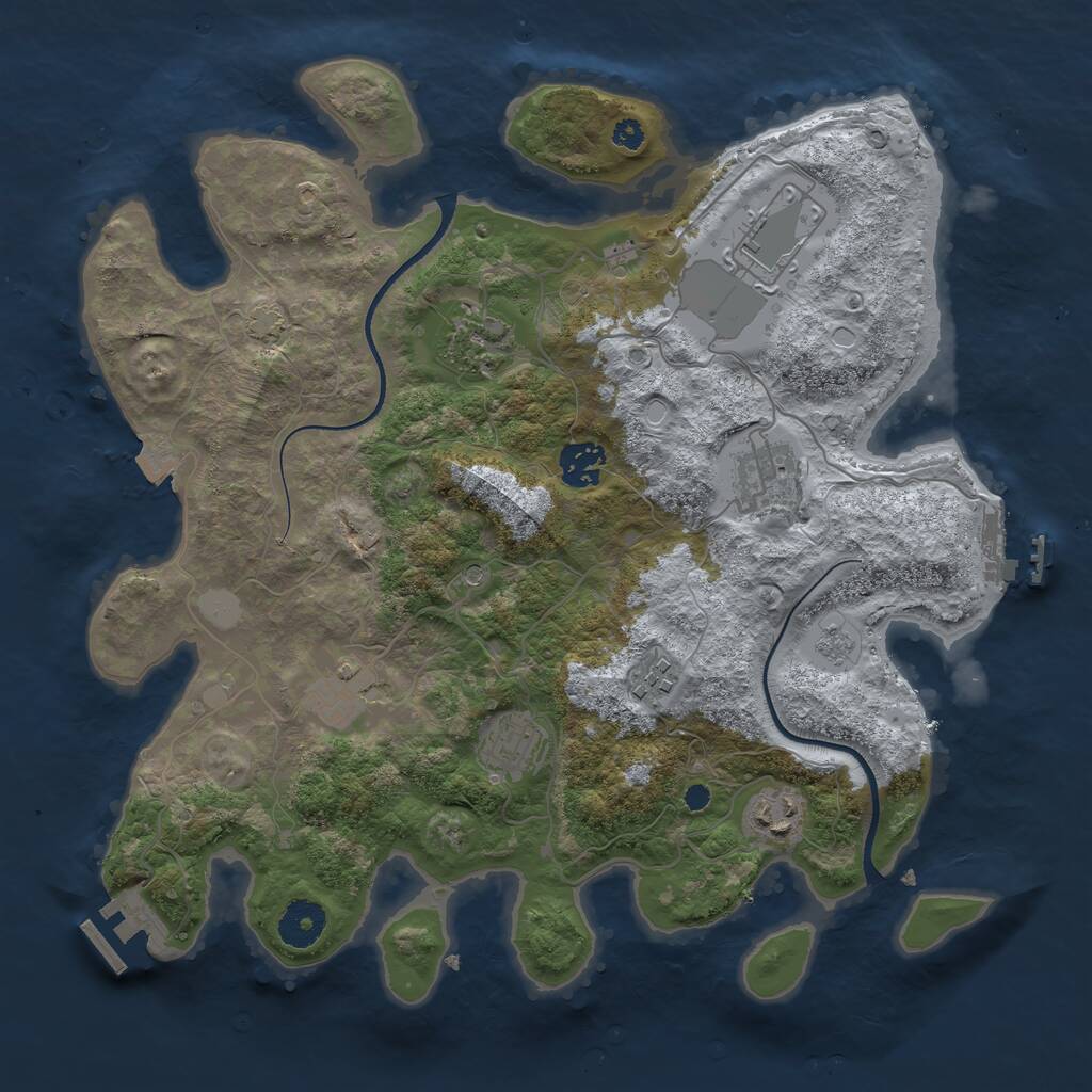 Rust Map: Procedural Map, Size: 3500, Seed: 1435715762, 14 Monuments