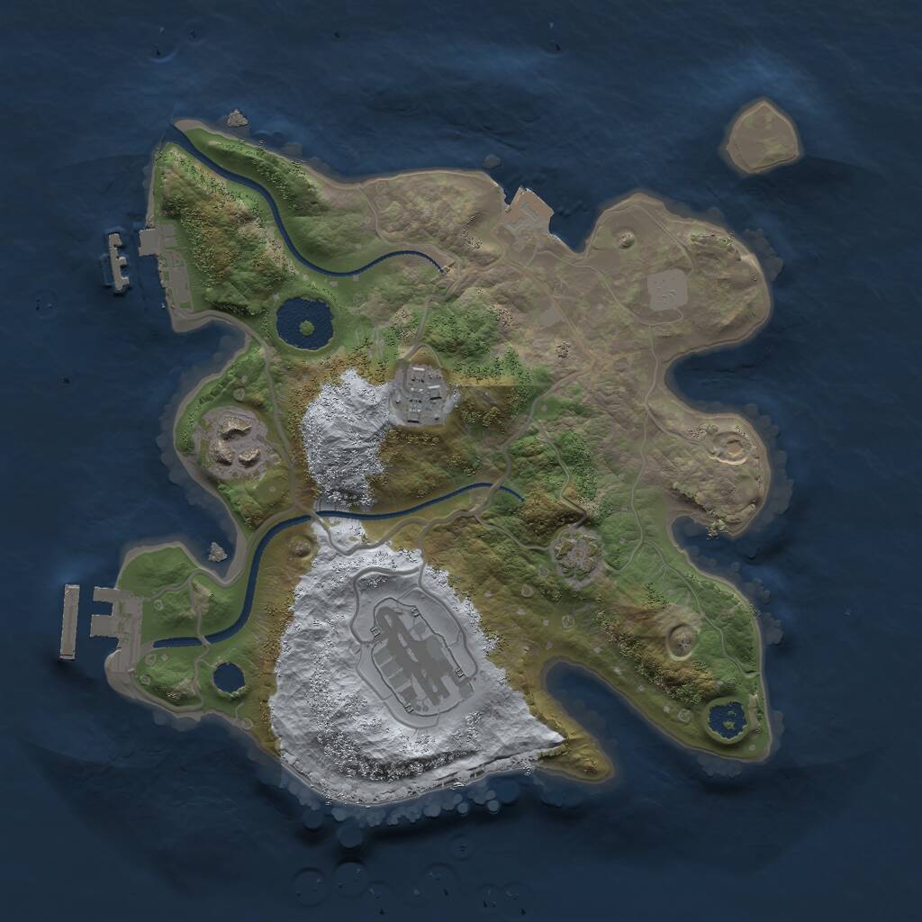 Rust Map: Procedural Map, Size: 2500, Seed: 548621, 7 Monuments