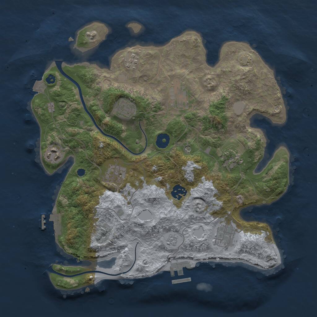 Rust Map: Procedural Map, Size: 3300, Seed: 27398493, 14 Monuments