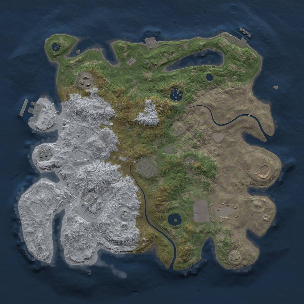 Rust Map: Procedural Map, Size: 3500, Seed: 54879445, 13 Monuments