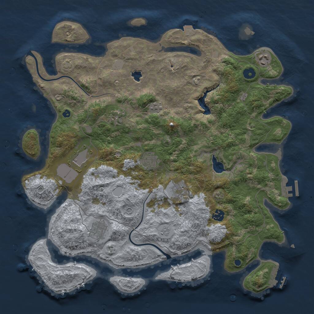 Rust Map: Procedural Map, Size: 4000, Seed: 1709745091, 14 Monuments