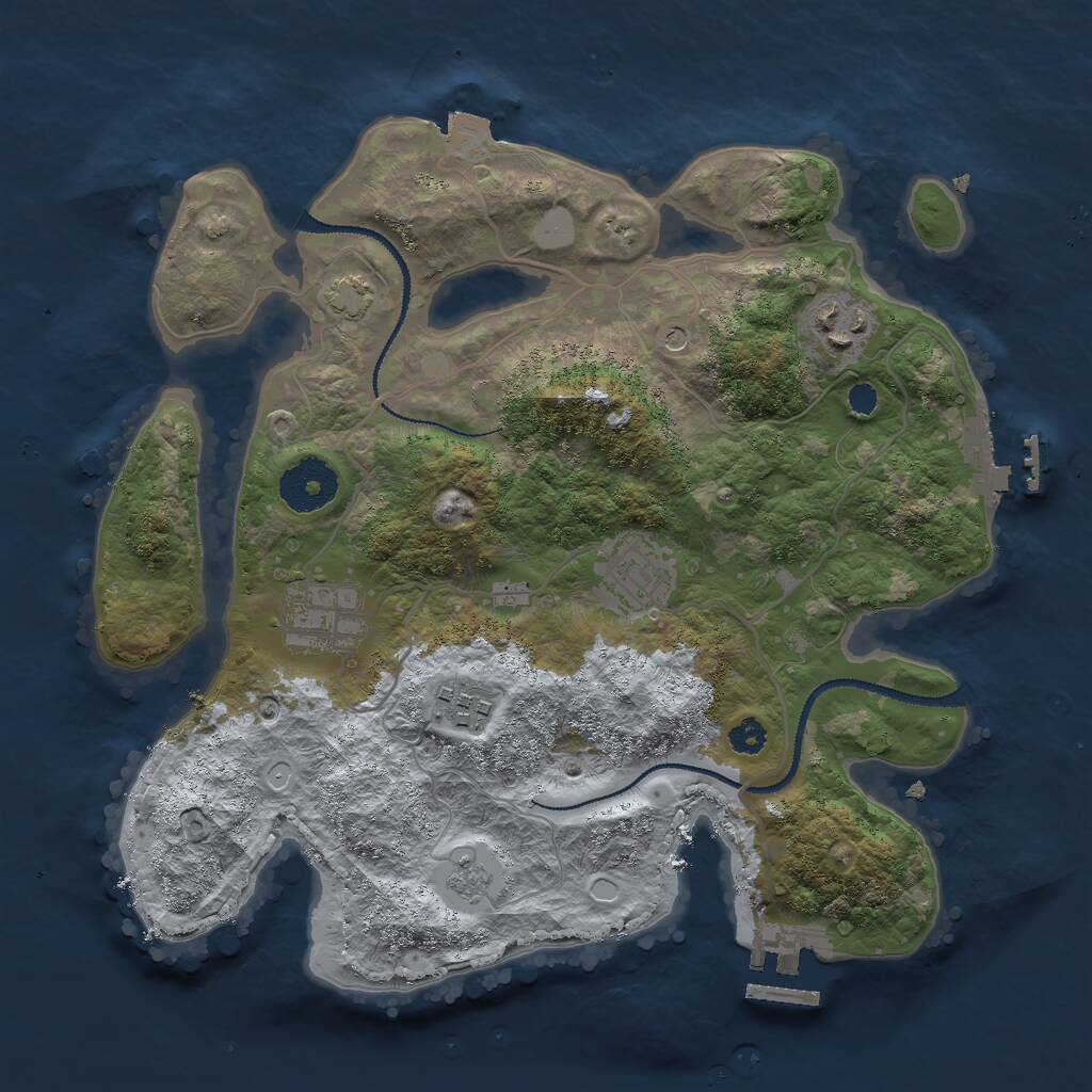 Rust Map: Procedural Map, Size: 3000, Seed: 853299250, 10 Monuments