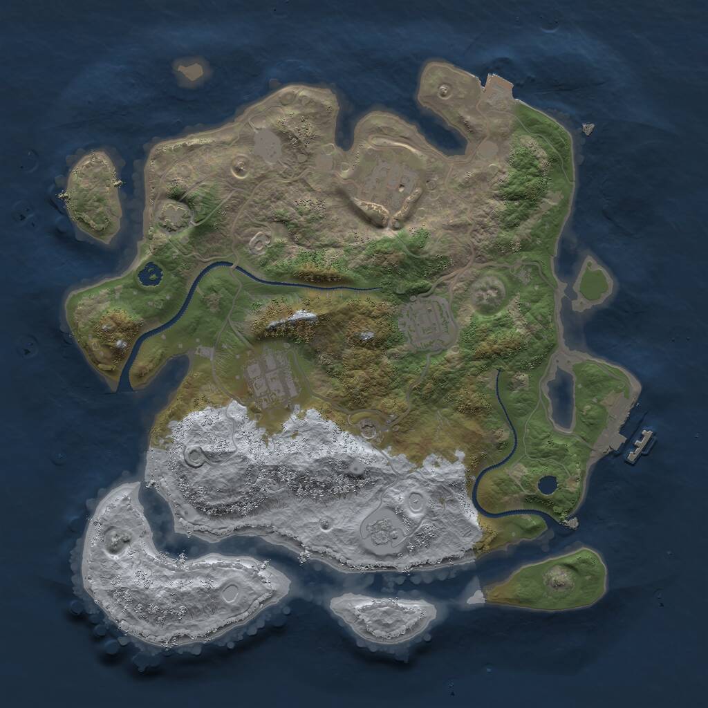 Rust Map: Procedural Map, Size: 3000, Seed: 1709745091, 8 Monuments