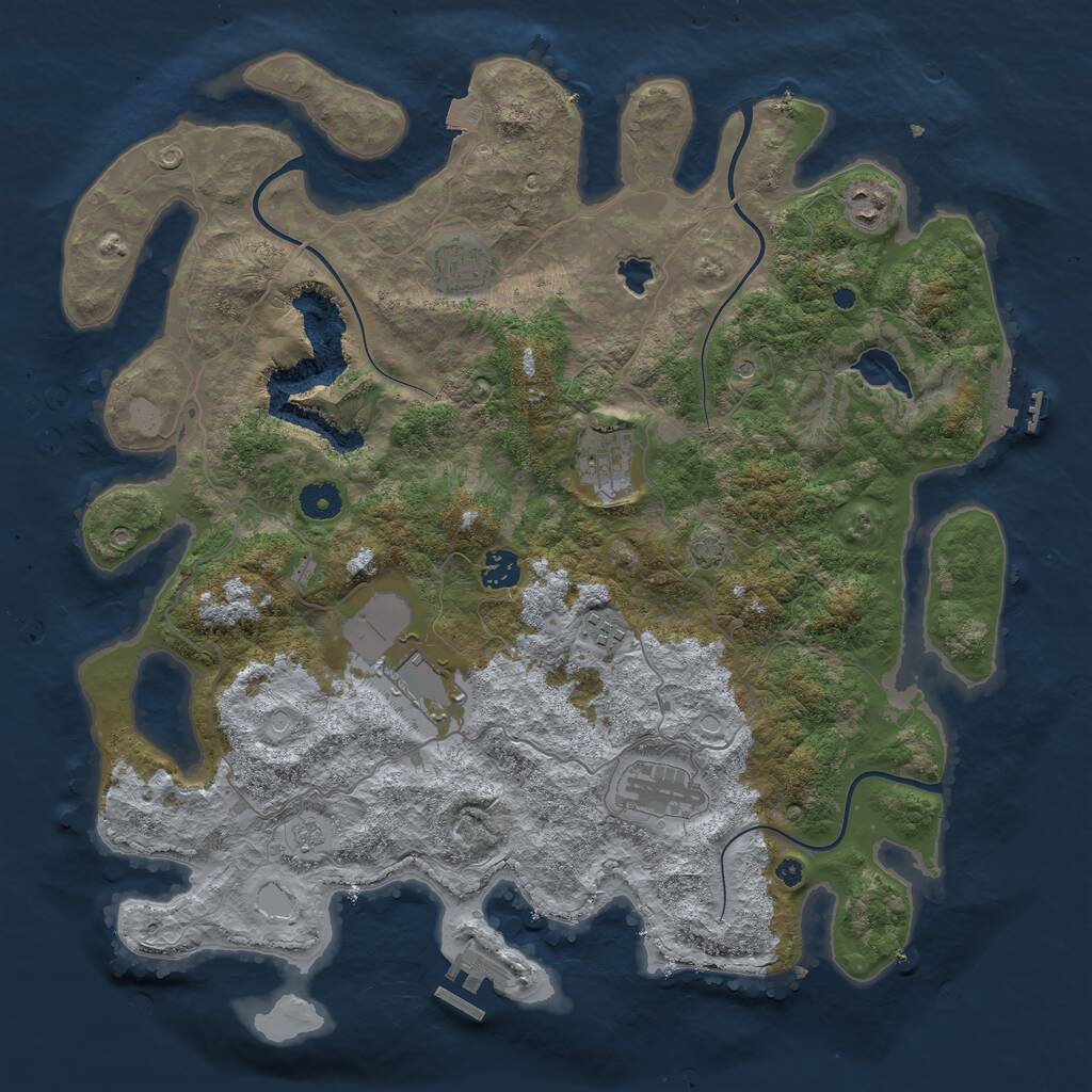 Rust Map: Procedural Map, Size: 4096, Seed: 1095841524, 13 Monuments