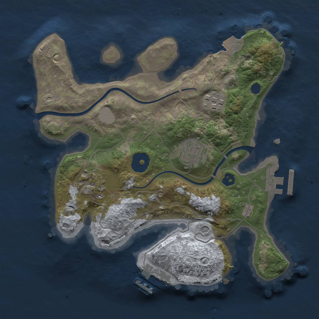 Rust Map: Procedural Map, Size: 2500, Seed: 131654351, 7 Monuments