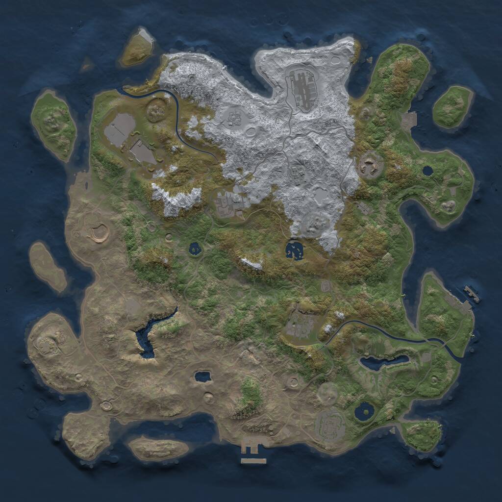 Rust Map: Procedural Map, Size: 4000, Seed: 1890176677, 15 Monuments