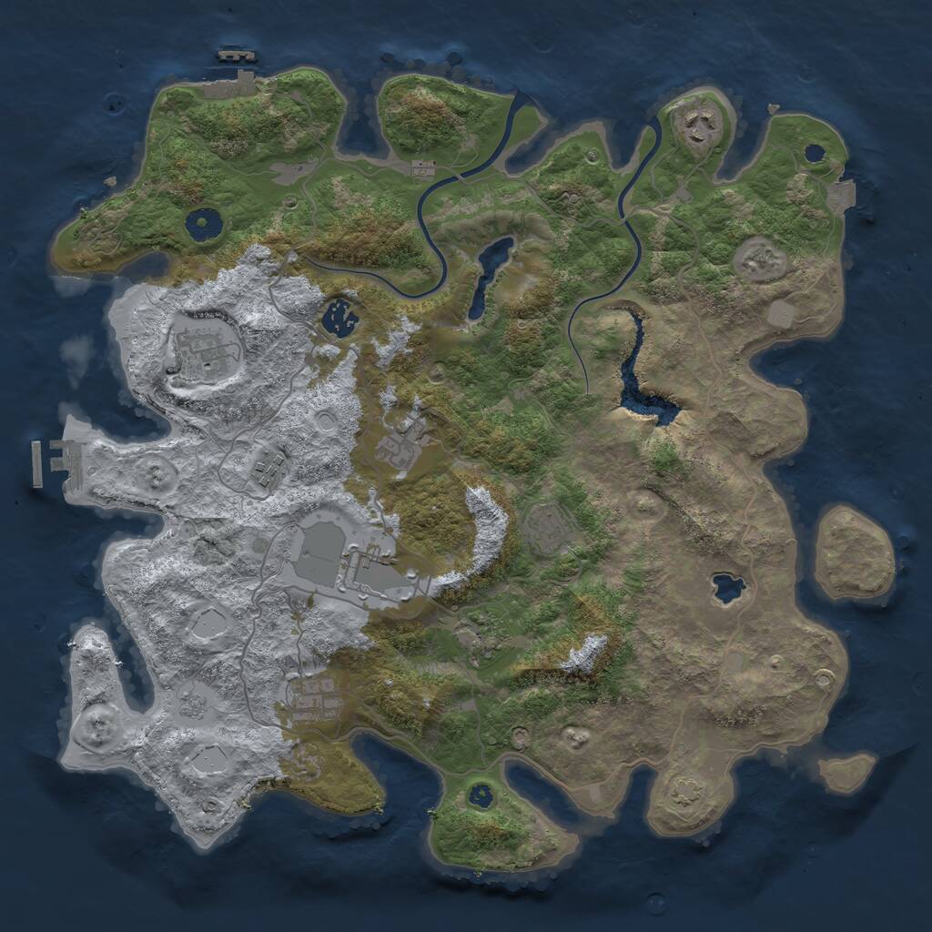 Rust Map: Procedural Map, Size: 4000, Seed: 48671, 14 Monuments