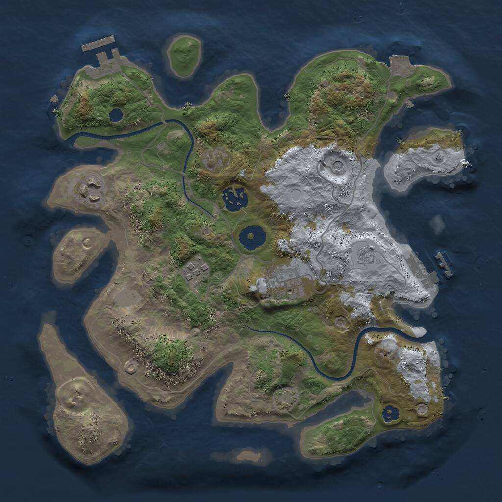 Rust Map: Procedural Map, Size: 3000, Seed: 2954, 10 Monuments