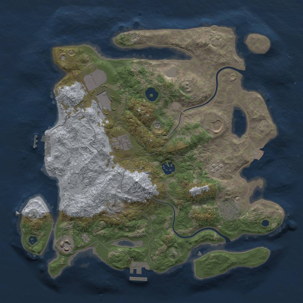 Rust Map: Procedural Map, Size: 3500, Seed: 1587555733, 13 Monuments