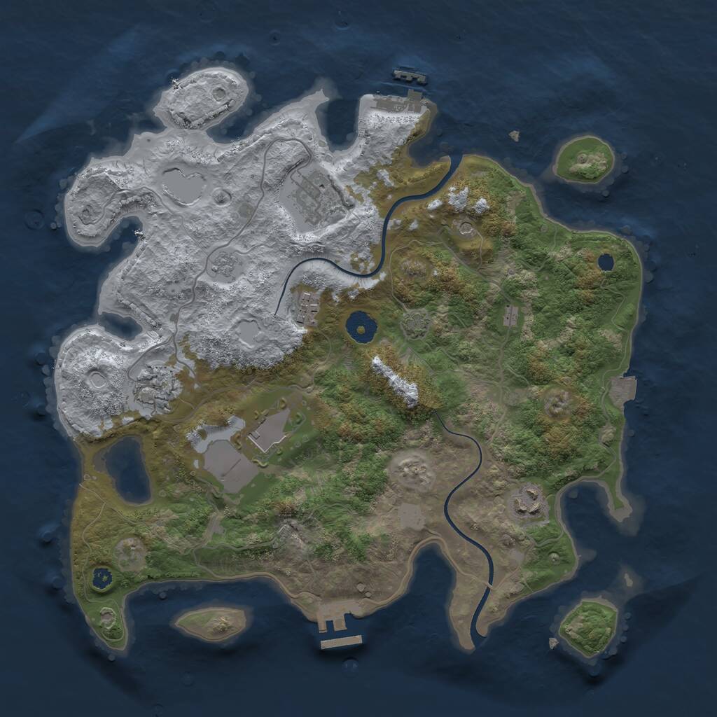 Rust Map: Procedural Map, Size: 3500, Seed: 1065483373, 11 Monuments