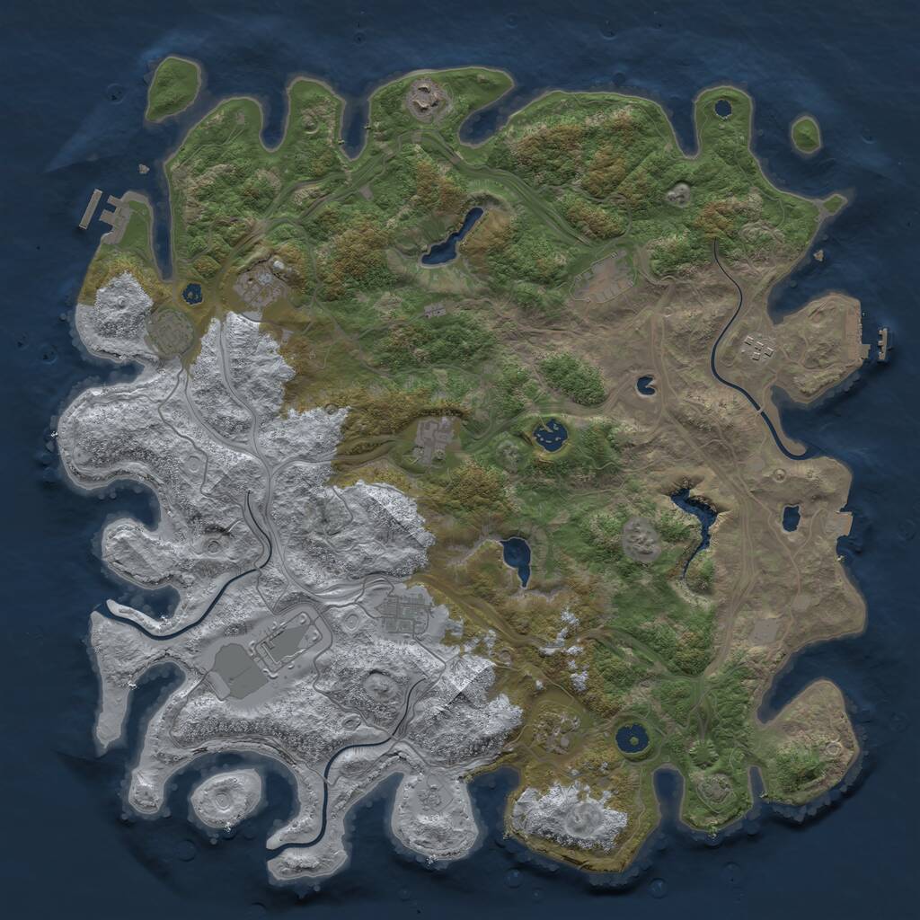 Rust Map: Procedural Map, Size: 4500, Seed: 529948022, 16 Monuments