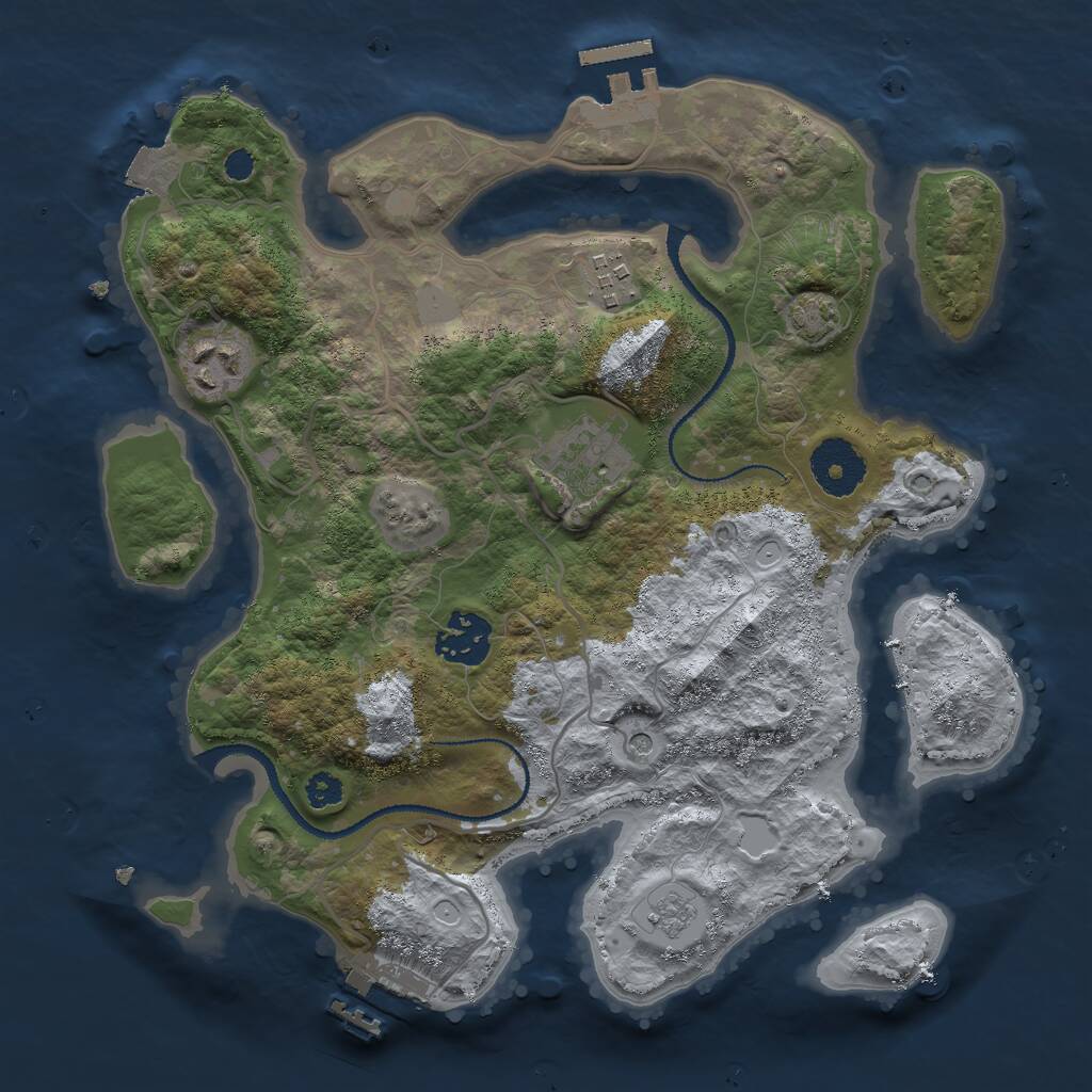 Rust Map: Procedural Map, Size: 3000, Seed: 23678, 10 Monuments