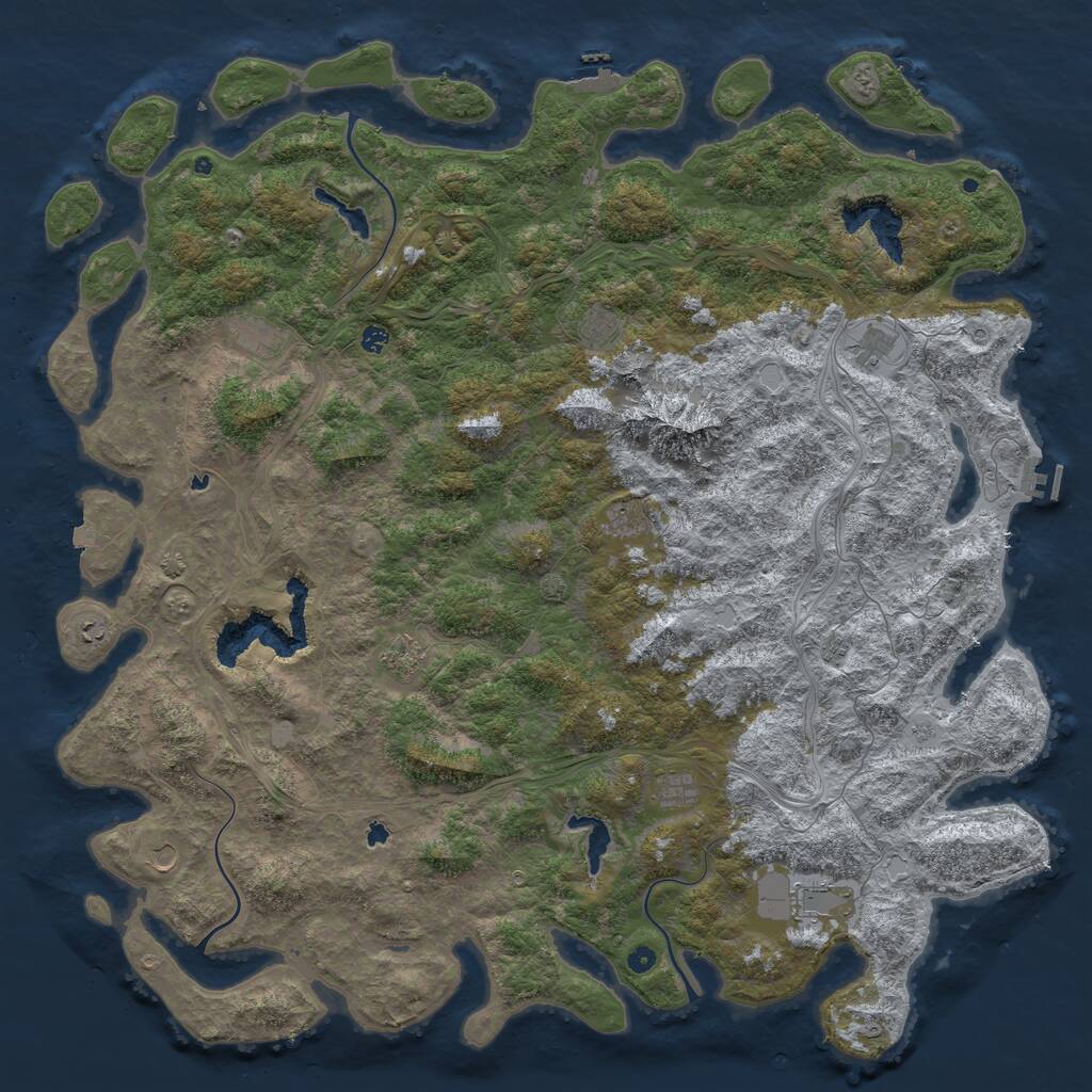 Rust Map: Procedural Map, Size: 6000, Seed: 83993896, 17 Monuments